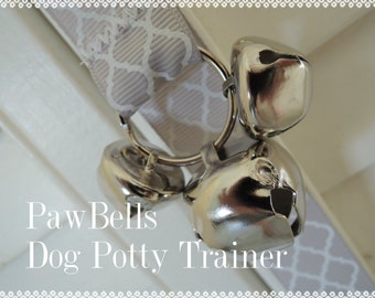 Paw Bells, Dog Training Bells, Grey Quatrefoil, Instructions Included, Fast Shipping, Optional Hook Add On