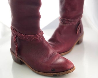 maroon shoe boots