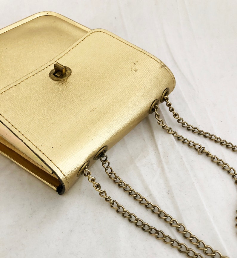 Purse Small Metallic Gold Handbag with chain over the Etsy