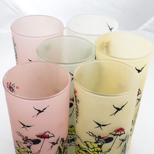 Anchor Hocking Frosted Southern Bell Plantation set of 6 tall glass juice tumblers image 5