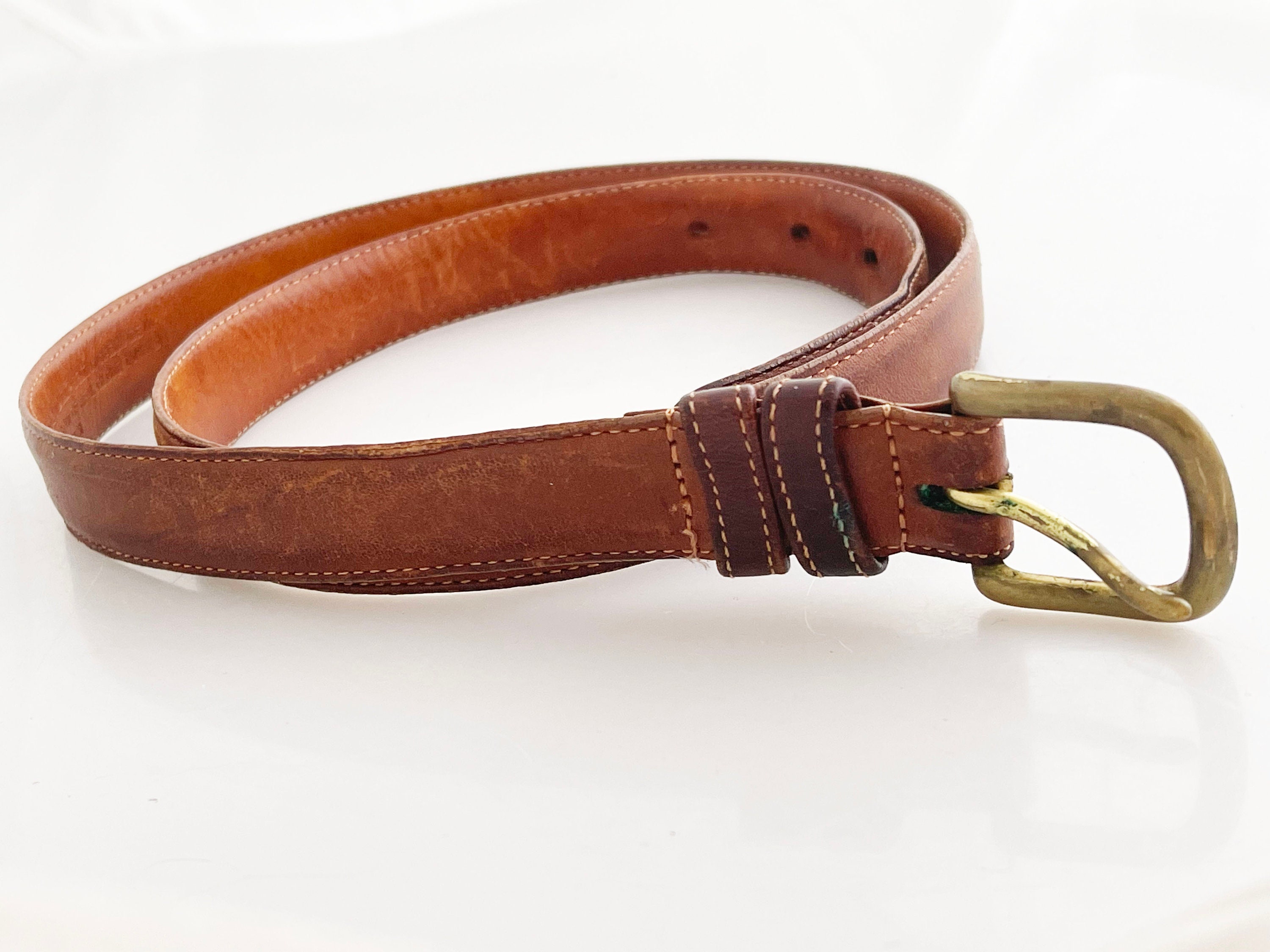 COACH British Tan Leather Belt- Vintage Solid Brass Hardware