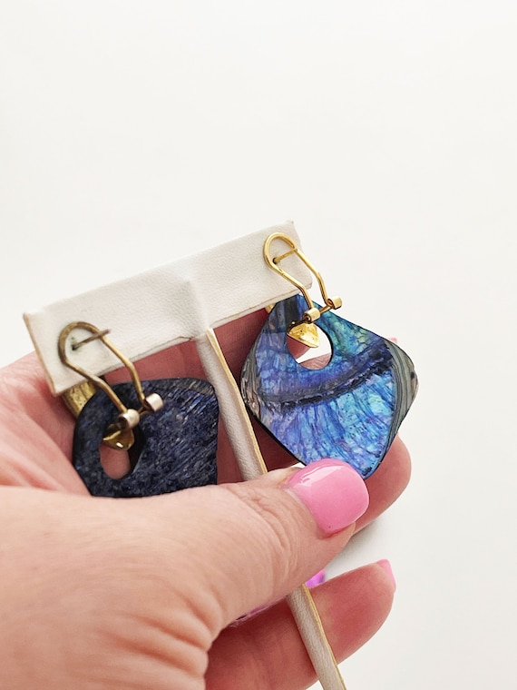 Dangle abalone shell statement earrings - Changea… - image 4