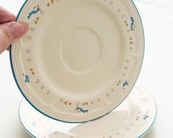 Saucer Plates - Set of 2 Aunt Rhody 6 3/4 goose stoneware vintage 80's 90's brick oven stoneware