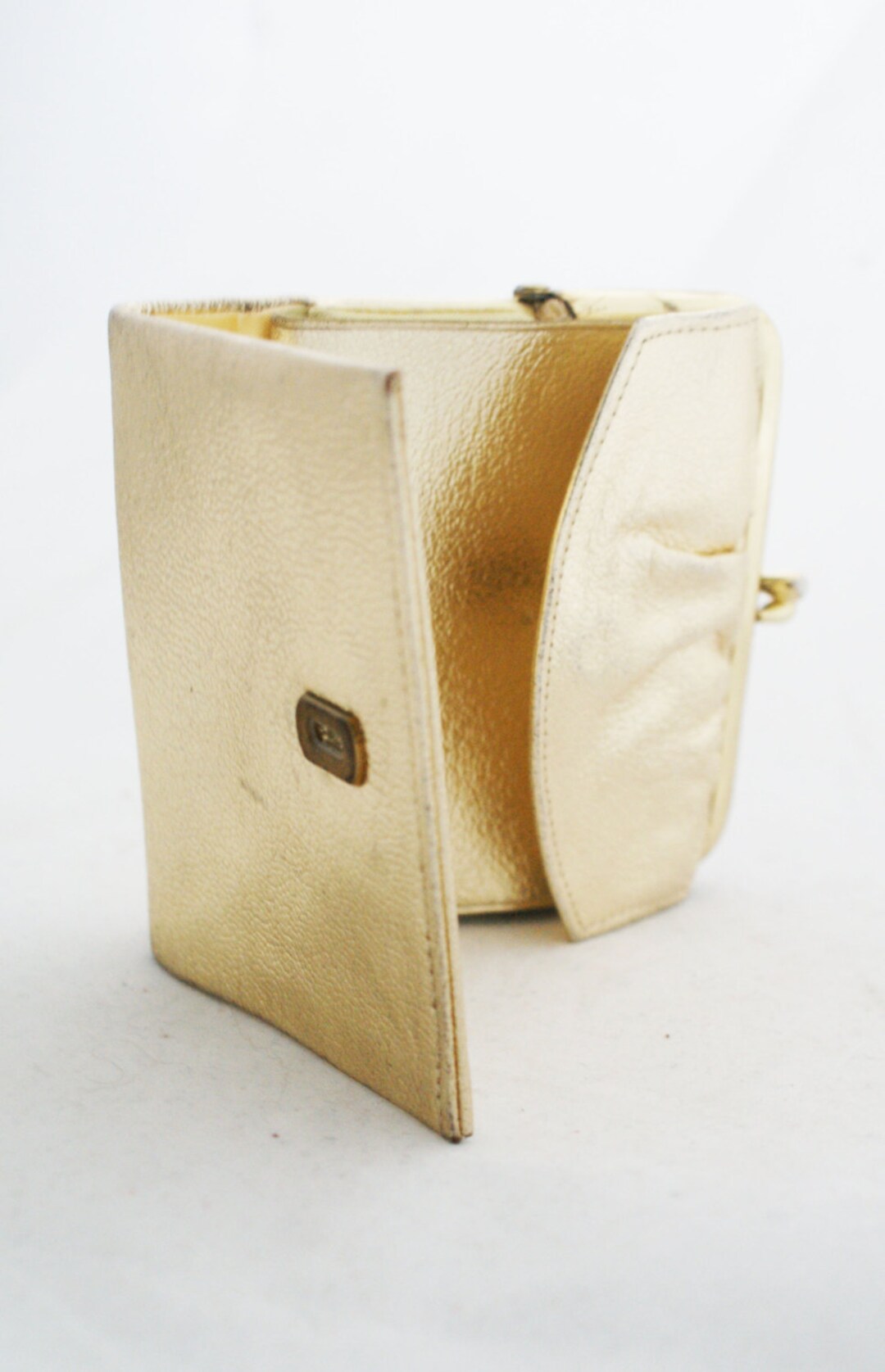 Wallet- Metallic Gold Cowhide Leather Credit Card Organizer With