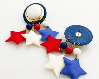 Patriotic Earrings - Oversize star shaped post lightweight 80's 90's wild earrings