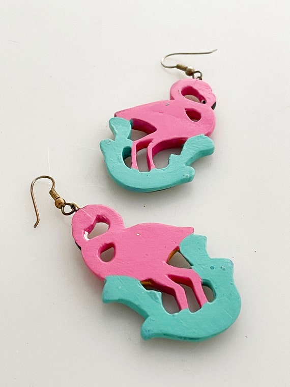 Drop Earrings - Flamingo tropical  fun summer vac… - image 2