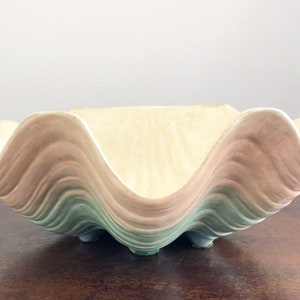 Vintage Decorative Porcelain Clam Shell - Massive tabletop iridescent shell
