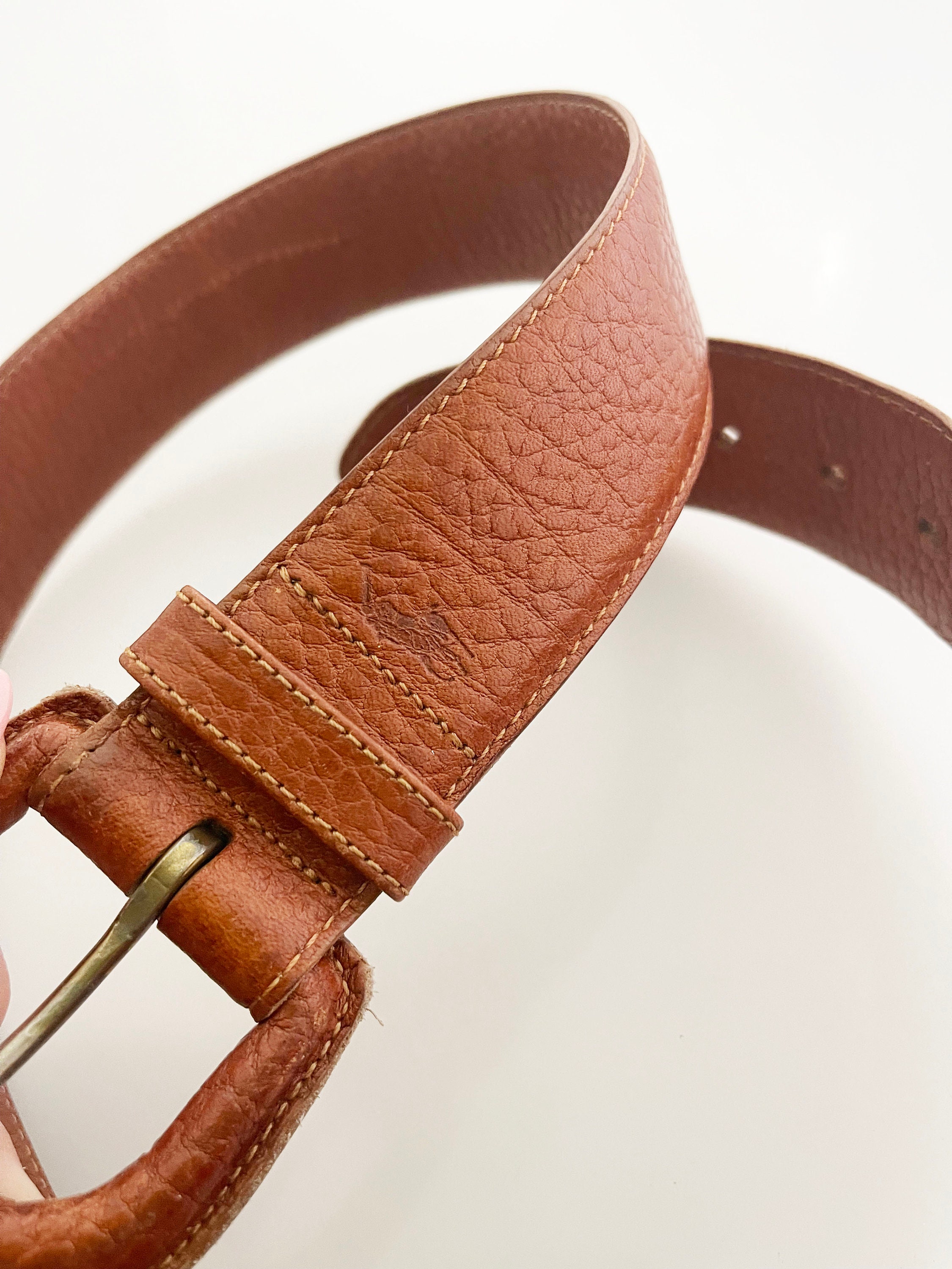 Polo Ralph Lauren British Tan Belt - Thick Pebbled Leather  display picture 1