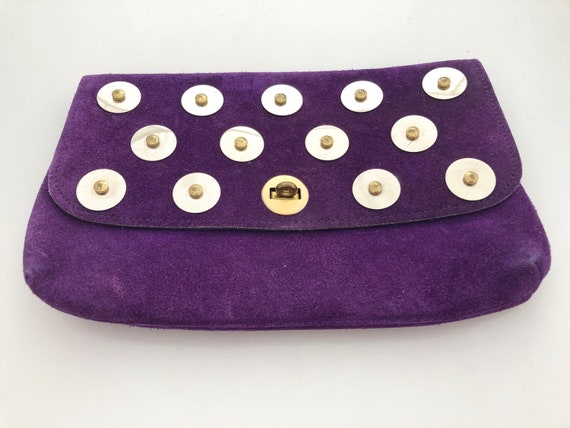 Purple Leather Clutch - True vintage 1980s statem… - image 2