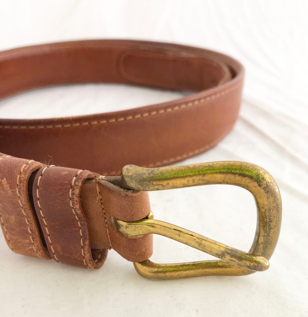 Vintage Coach British Tan thin leather belt brass headwear sz S NEW COACH VINTAGE BRITISH TAN LEATHER WOMEN main image 2