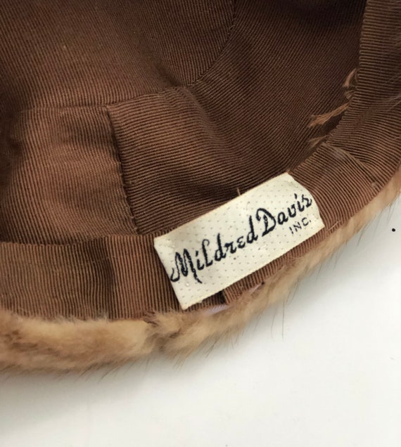 Vintage fur Hat - Mildred Davis INC retro 1950s 1… - image 6