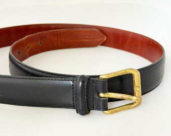 COACH Leather Belt- Black Leather Square Solid Brass Square  display picture 1