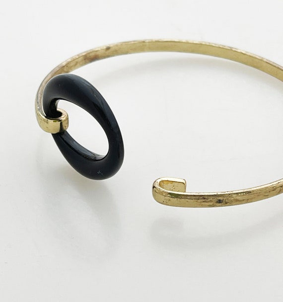 Bangle bracelet- Vintage 70's mod metal and resin… - image 2