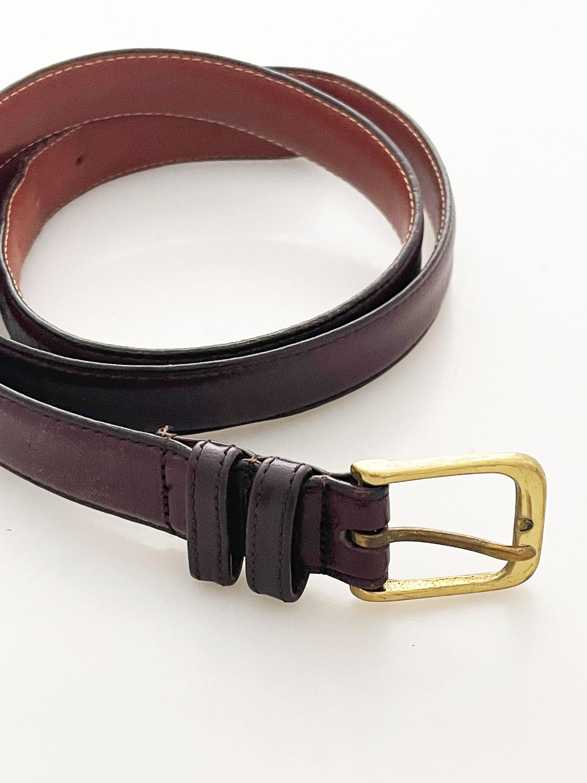 Vintage Brown breaded genuine leather belt with gold‎ buckle  display picture 1