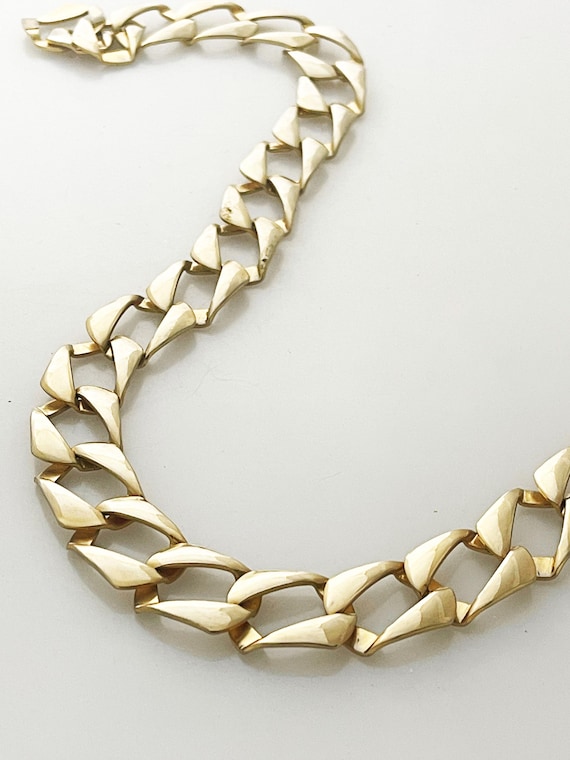 Gold Chain link interlocking square link choker n… - image 2