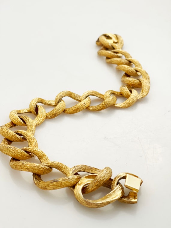 Oversize Brushed Gold Chainlink Necklace- Vintage… - image 4