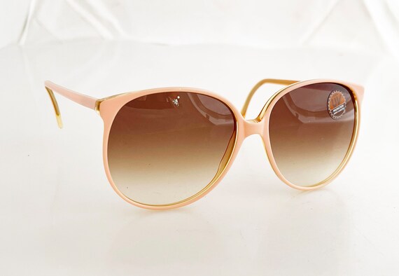Pink Sunglasses - Oversize vintage 80s round fram… - image 3