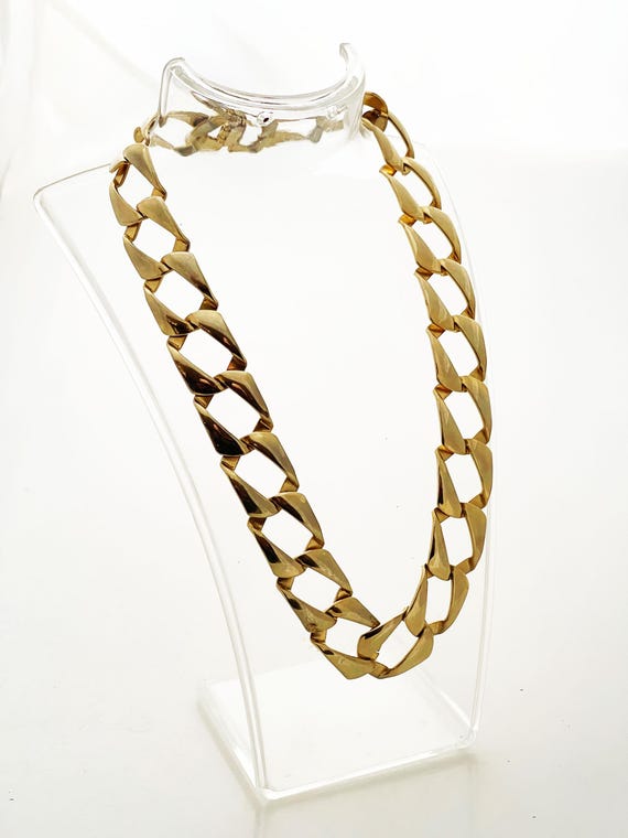 Gold Chain link interlocking square link choker n… - image 3