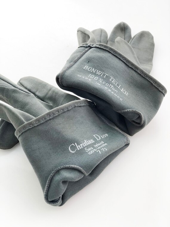 Vintage Gloves- Christian Dior Sea Island gray bo… - image 6