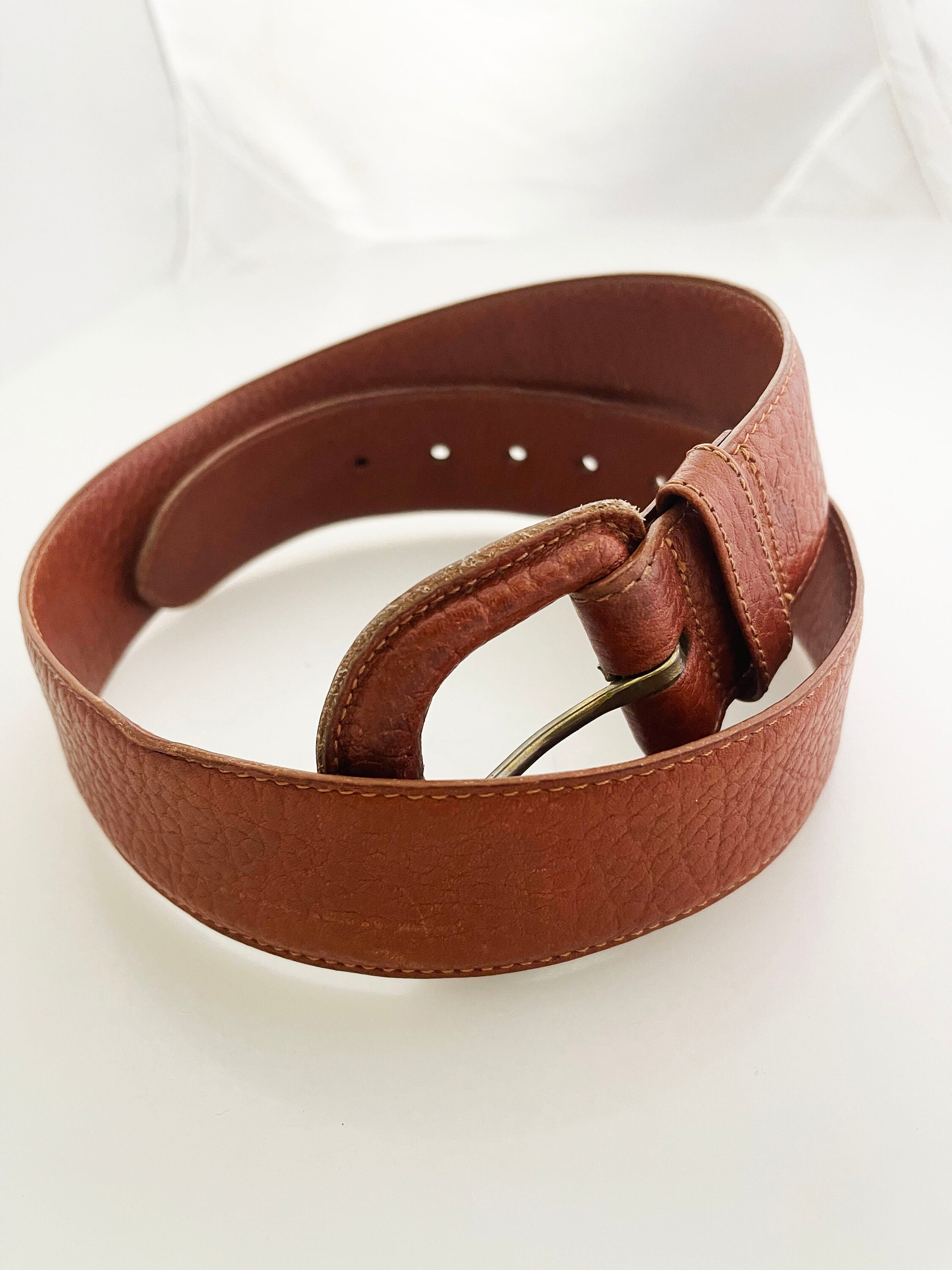 Polo Ralph Lauren British Tan Belt - Thick Pebbled Leather 