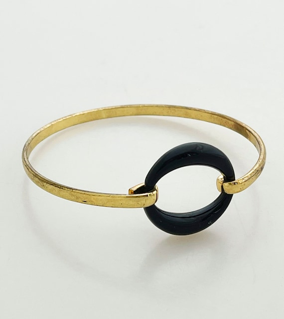 Bangle bracelet- Vintage 70's mod metal and resin… - image 1