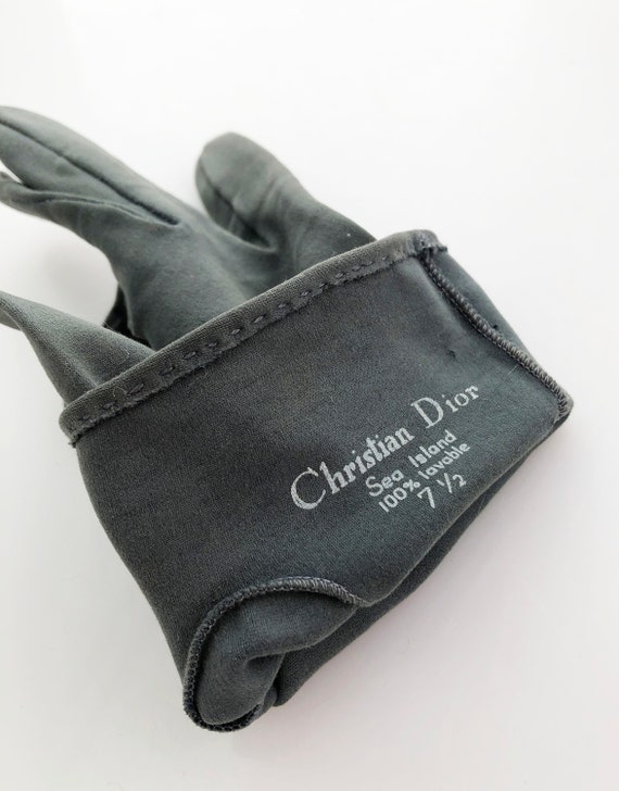 Vintage Gloves- Christian Dior Sea Island gray bo… - image 4