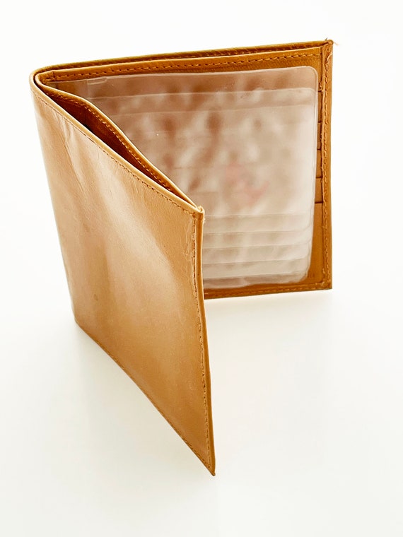 Vintage Wallet- Tan Cowhide Leather Credit Card Holder With Cash