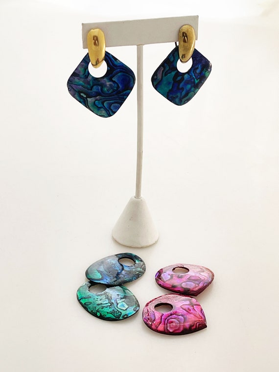 Dangle abalone shell statement earrings - Changea… - image 2