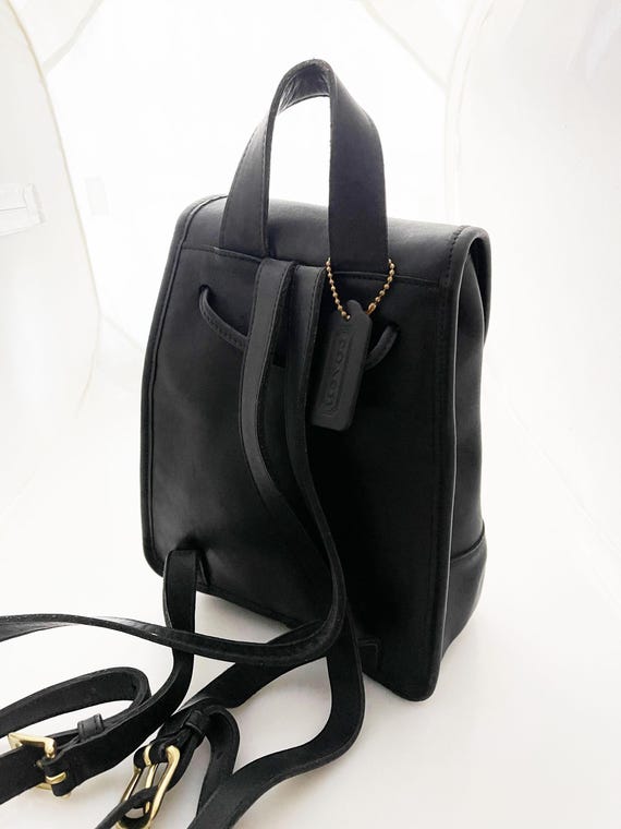 Backpack- Coach Black Leather Mini Daypack With Top Handle