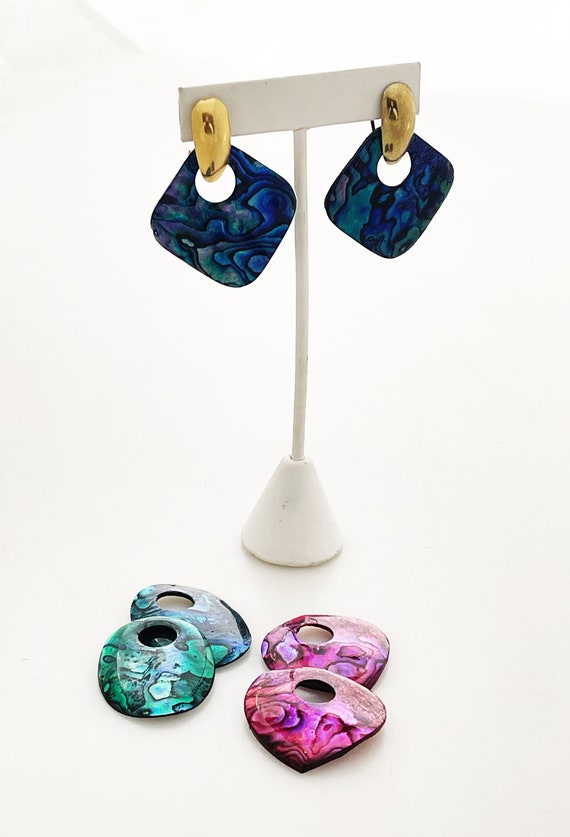 Dangle abalone shell statement earrings - Changea… - image 1
