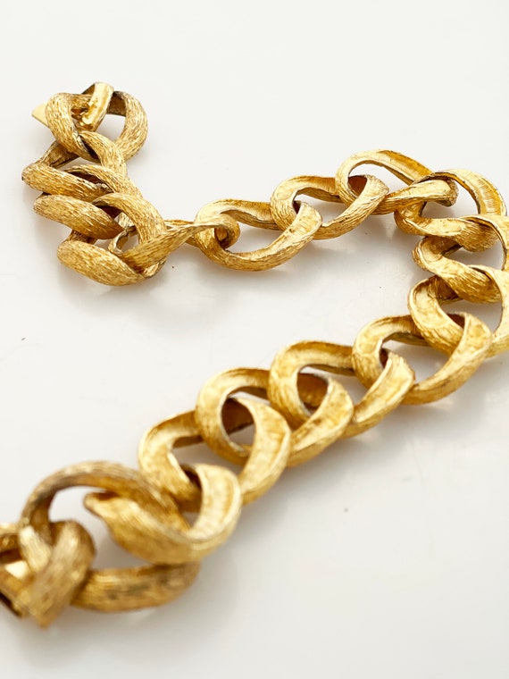 Oversize Brushed Gold Chainlink Necklace- Vintage… - image 2