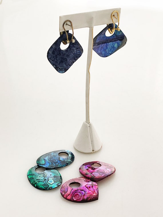 Dangle abalone shell statement earrings - Changea… - image 3
