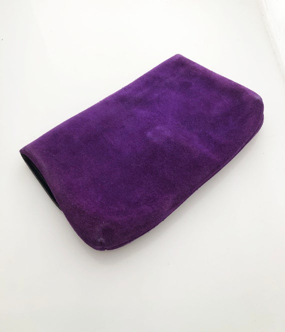 Purple Leather Clutch - True vintage 1980s statem… - image 6