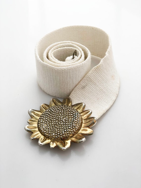Statement Belt - Large Sunflower buckle stretchab… - image 1