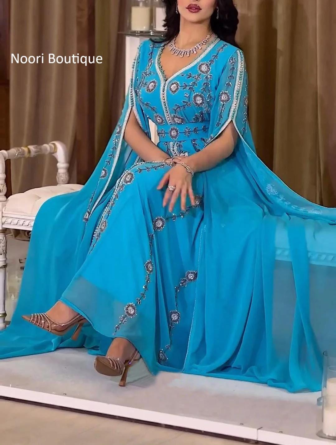 green emerald velvet dress CUTTE Women Mermaid Arabic Evening Dress Long Sleeves V-Neck Long Sleeve  Beaded Muslim Formal Prom Gown Wedding Party for Women,Gold,US : Amazon.co. uk: Fashion main image 0