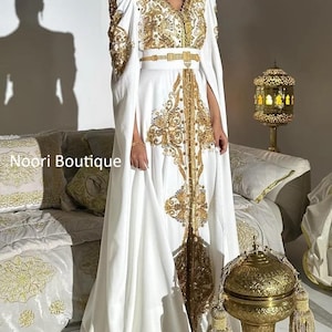 White and Gold Modest Dress - Etsy