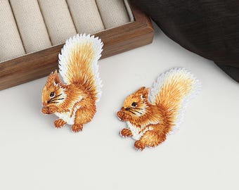 Squirrel patch embroidery iron-on patches DIY Animal Decals