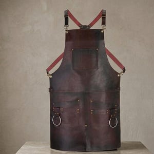 Vollnarbenleder Split Leg Arbeitsschürze, Butcher Chef Barber Grill Taschen