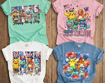Patriotic Poke PNG Bundle, 4th of July Pike_chu Sublimation,America 1776-2026 , Independence Day Shirt Design, Digital Download