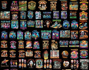 Summerween PNG Bundle, Killer Summer Vibes, Halloween and Summer Mashup, Spooky Summer Designs, Sublimation Art for T-Shirts and Mugs