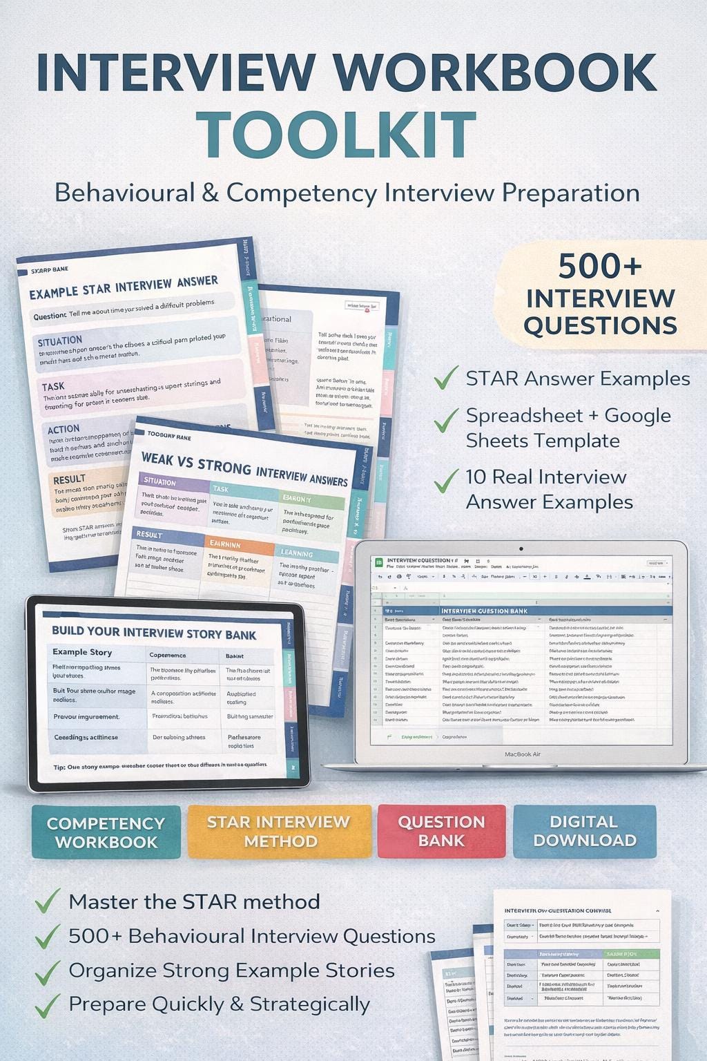 Interview Workbook Toolkit | 500+ Questions | STAR Method | Behavioural ...