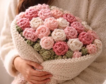 Schema per coperta all'uncinetto / Coperta trasformabile a forma di bouquet di rose (download PDF)