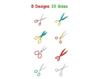 Scissors Embroidery Designs - Scissors Embroidery Machine File - Scissors Digital Embroidery - Sewing Embroidery Design - 10 Sizes