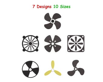 Diseño de bordado de hélice - Bordado de pictogramas de ventiladores - Bordado de hélices de avión - Bordado a máquina de ventiladores de ventilación, 10 tamaños
