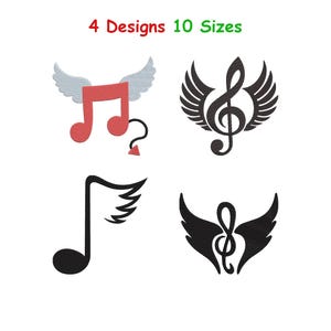 Musical Notes Signs Embroidery Files - Music Signs Embroidery - Treble Clef Embroidery - Musical Notation Symbol Embroidery - 10 Sizes