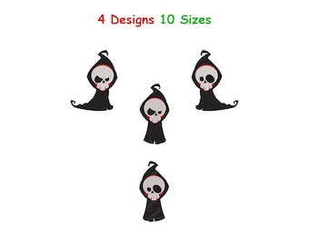 Grim Reaper Machine Embroidery Design - Halloween Skull Digital File - Halloween Ghost Pattern - Instant Download - 10 Sizes