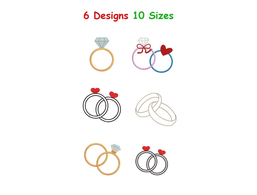 Wedding Rings Embroidery Design – Mini Rings Digital Machine Files ...