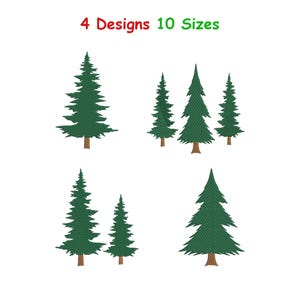 Pine Tree Embroidery Design Bundle - 3 Evergreen Trees Embroidery Design - Pine Trees Digital Embroidery Files - 10 Sizes
