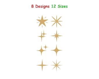 Diseños de bordado de mini estrellas - Bordado digital de estrellas para máquina - Archivos de estrellas para máquina - Archivos de bordado de mini estrellas - Patrones de estrellas - 12 tamaños