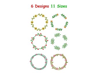 Leaf Wreath Monogram Embroidery Design - Laurel Machine File - Floral Wreath Embroidery Design - Laurel Wreath Digital Embroidery - 11 Sizes